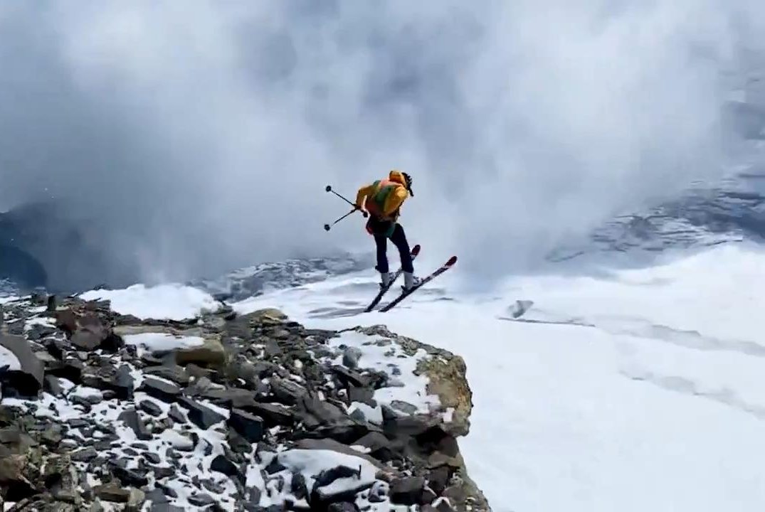 Watch: Daredevil skis off 18,753-foot cliff to break Guinness World Record